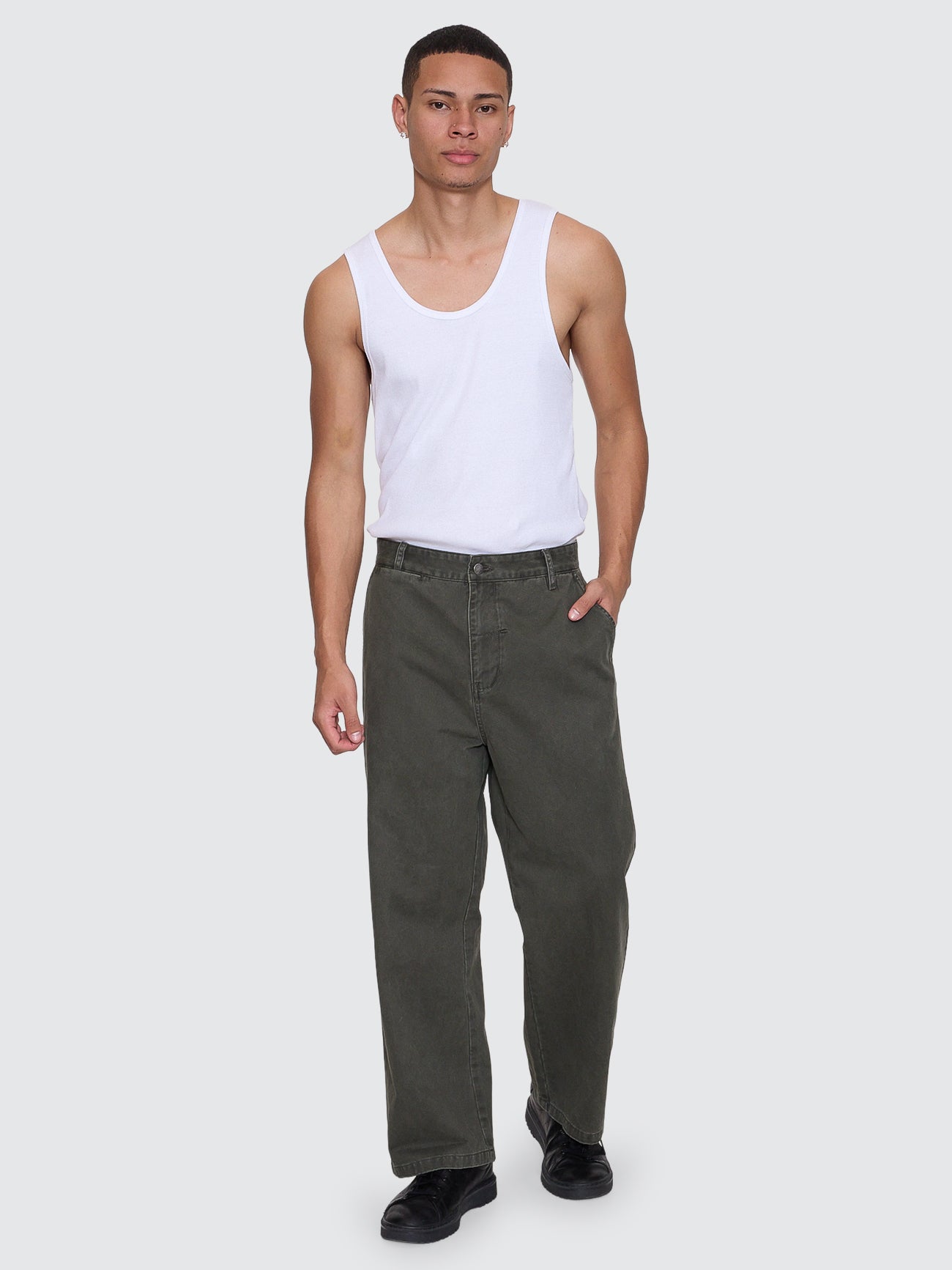 Thrills Co Stagger Big Slacker Cropped Pant - Oil Green in Oil Green