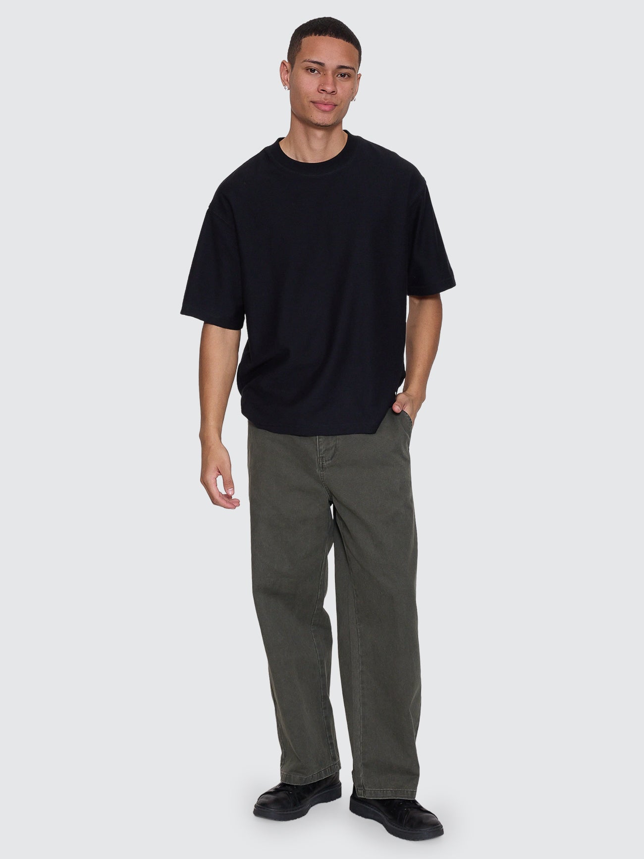 Thrills Co Stagger Big Slacker Cropped Pant - Oil Green in Oil Green