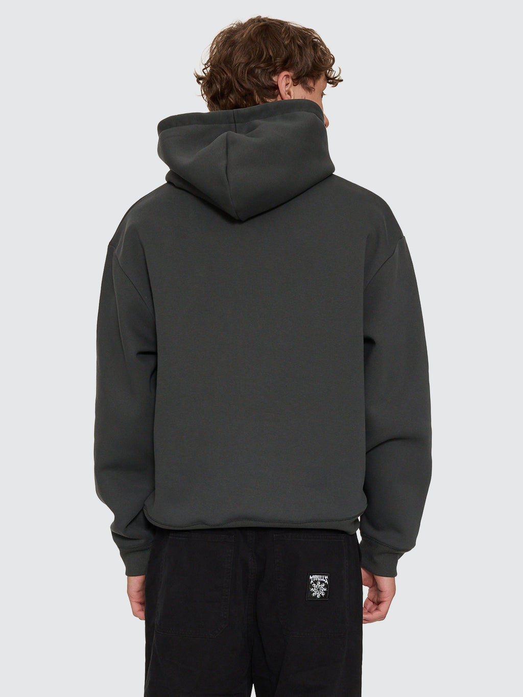 Thrills Co Stagger Slouch Pull On Cropped Hood - Carbon in Carbon