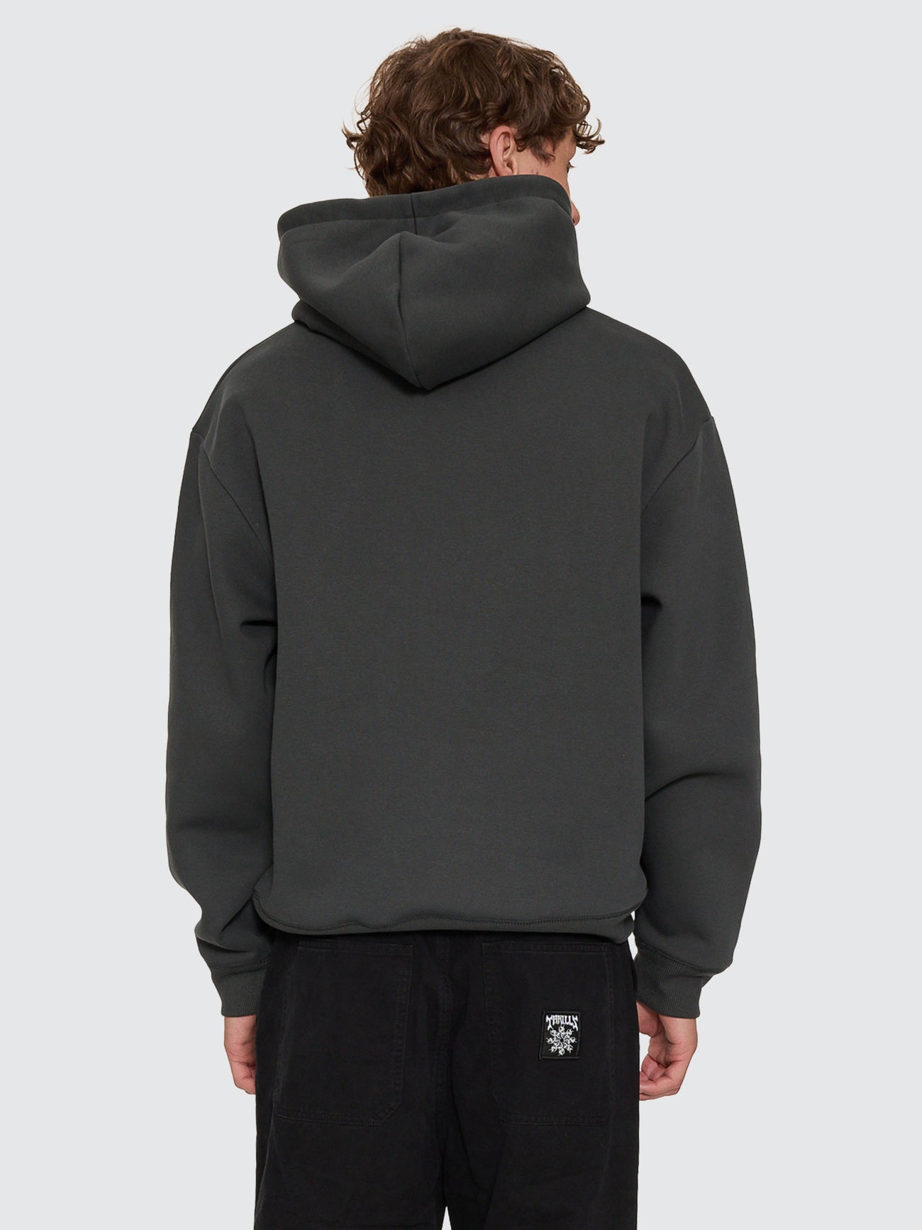 Thrills Co Stagger Slouch Pull On Cropped Hood - Carbon in Carbon