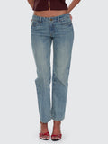 Thrills Co Stevie Low Rise Straight Jean - Dirty Crinkle Blue in Dirty Crinkle Blue