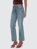 Thrills Co Stevie Low Rise Straight Jean - Dirty Crinkle Blue in Dirty Crinkle Blue