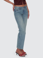 Thrills Co Stevie Low Rise Straight Jean - Dirty Crinkle Blue in Dirty Crinkle Blue