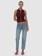 Thrills Co Stevie Low Rise Straight Jean - Dirty Crinkle Blue in Dirty Crinkle Blue