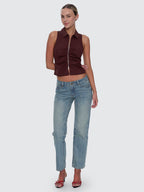 Thrills Co Stevie Low Rise Straight Jean - Dirty Crinkle Blue in Dirty Crinkle Blue