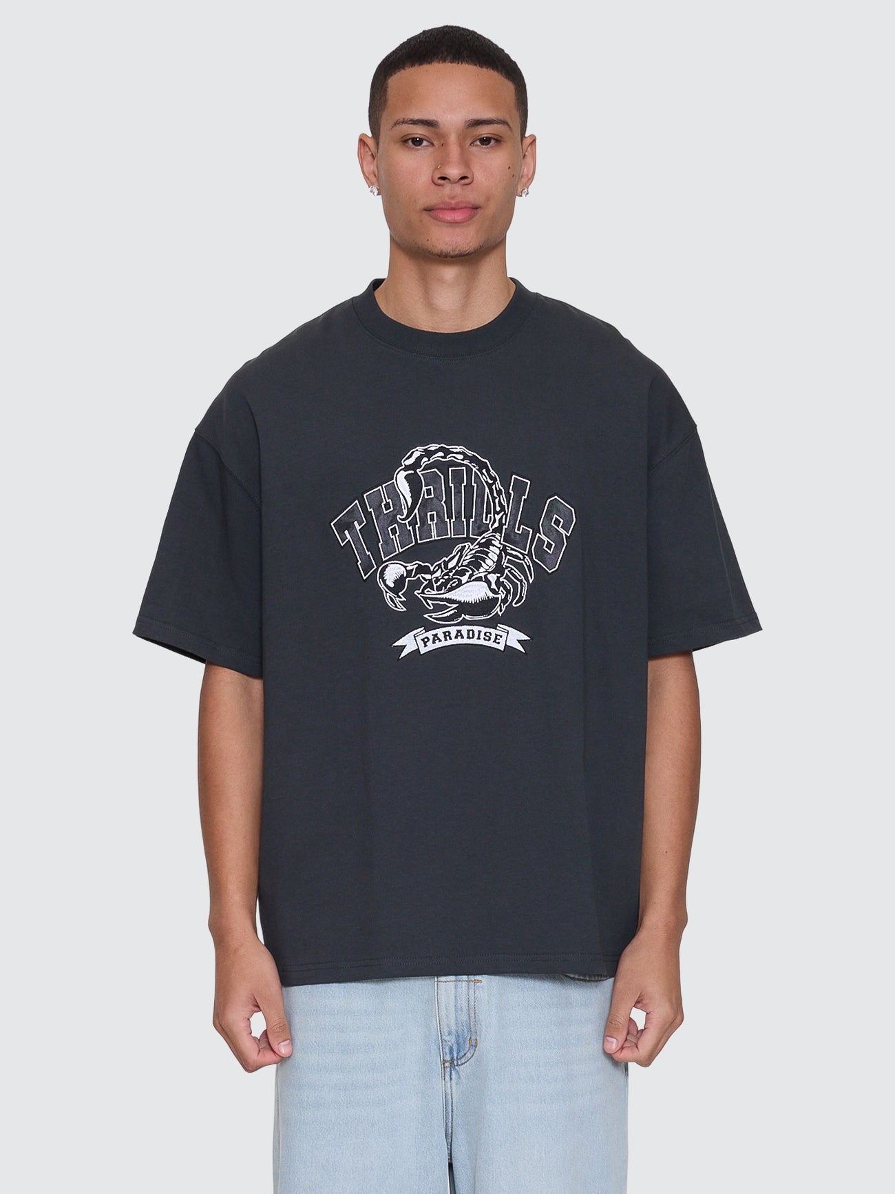 Thrills Co Sting Of Defeat Box Fit Oversize Tee - Carbon in Carbon
