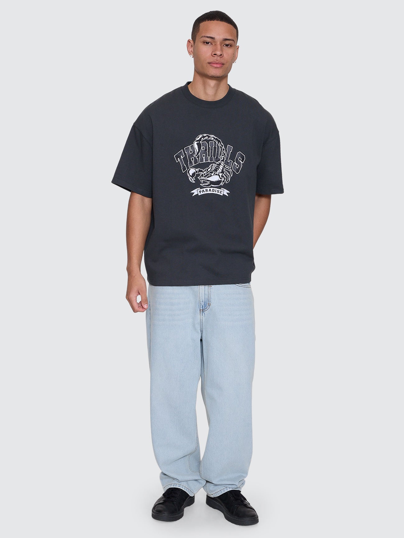 Thrills Co Sting Of Defeat Box Fit Oversize Tee - Carbon in Carbon