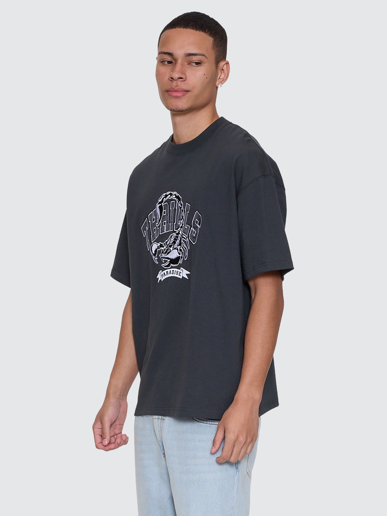 Thrills Co Sting Of Defeat Box Fit Oversize Tee - Carbon in Carbon
