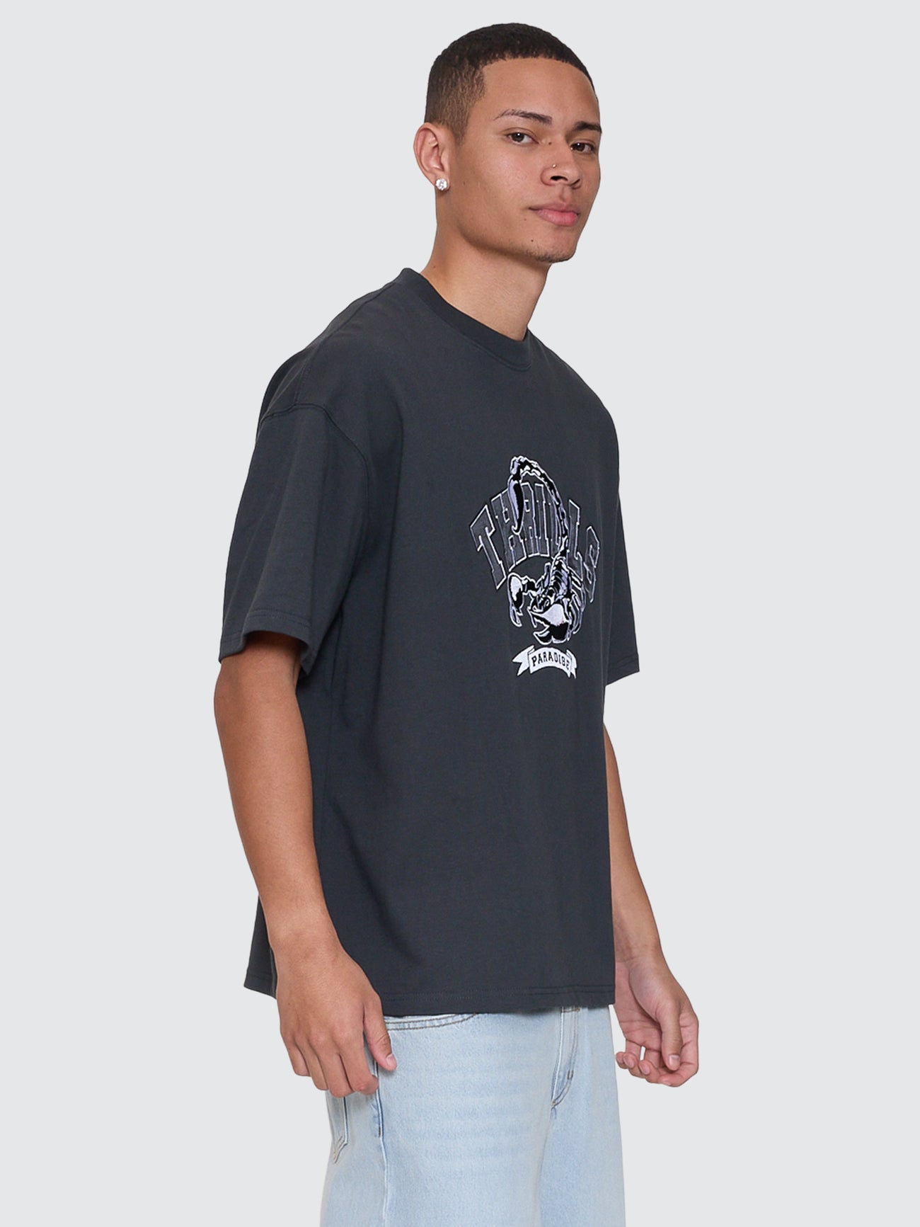 Thrills Co Sting Of Defeat Box Fit Oversize Tee - Carbon in Carbon