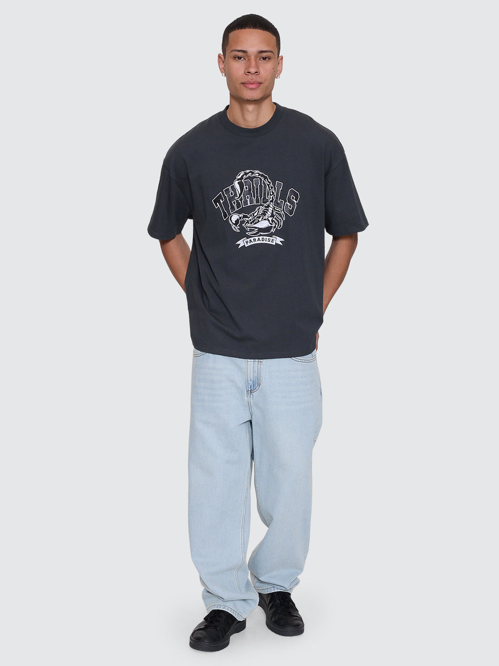 Thrills Co Sting Of Defeat Box Fit Oversize Tee - Carbon in Carbon