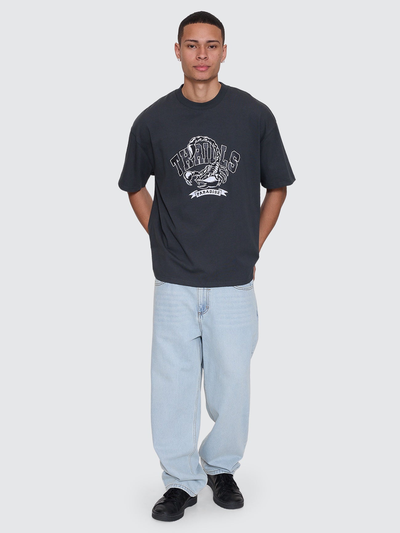 Thrills Co Sting Of Defeat Box Fit Oversize Tee - Carbon in Carbon