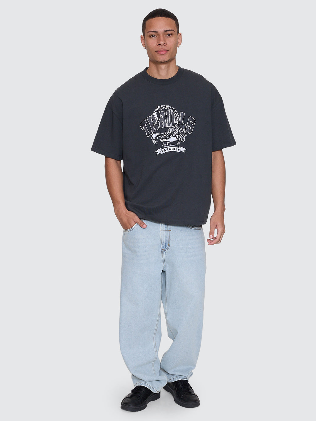 Thrills Co Sting Of Defeat Box Fit Oversize Tee - Carbon in Carbon