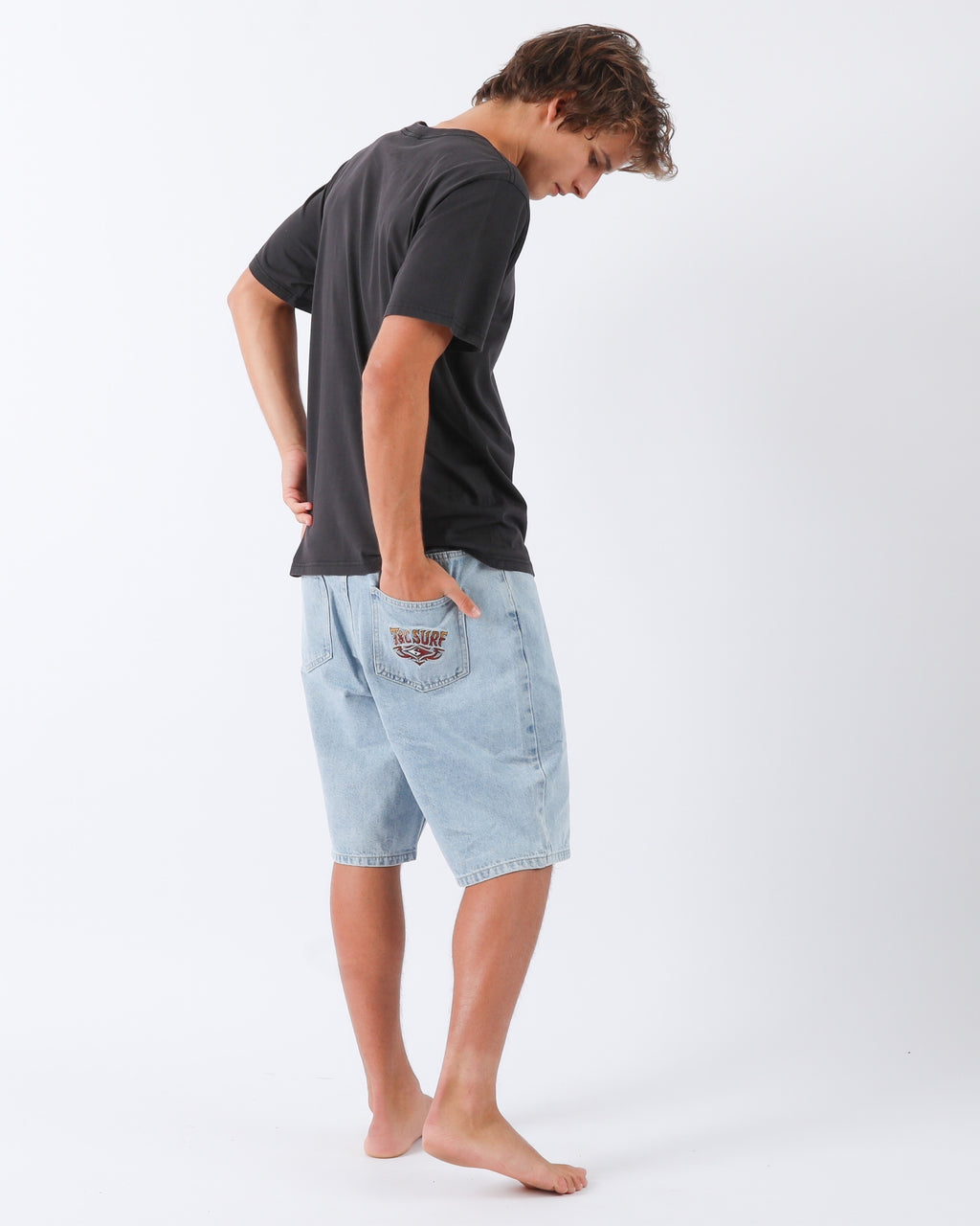 Town & Country Surf Designs Thrift Denim Short in Bleached Blue