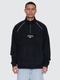 Thrills Co Thrill Of Victory Raglan Quarter Zip Polar Fleece - Faded Black in Faded Black