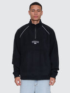 Thrills Co Thrill Of Victory Raglan Quarter Zip Polar Fleece - Faded Black in Faded Black
