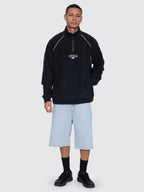 Thrills Co Thrill Of Victory Raglan Quarter Zip Polar Fleece - Faded Black in Faded Black