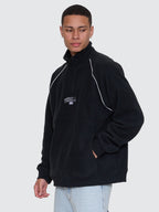Thrills Co Thrill Of Victory Raglan Quarter Zip Polar Fleece - Faded Black in Faded Black