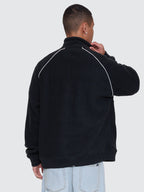 Thrills Co Thrill Of Victory Raglan Quarter Zip Polar Fleece - Faded Black in Faded Black