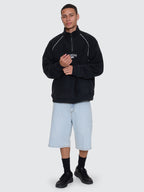 Thrills Co Thrill Of Victory Raglan Quarter Zip Polar Fleece - Faded Black in Faded Black