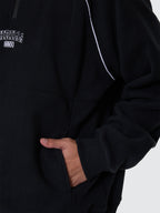 Thrills Co Thrill Of Victory Raglan Quarter Zip Polar Fleece - Faded Black in Faded Black