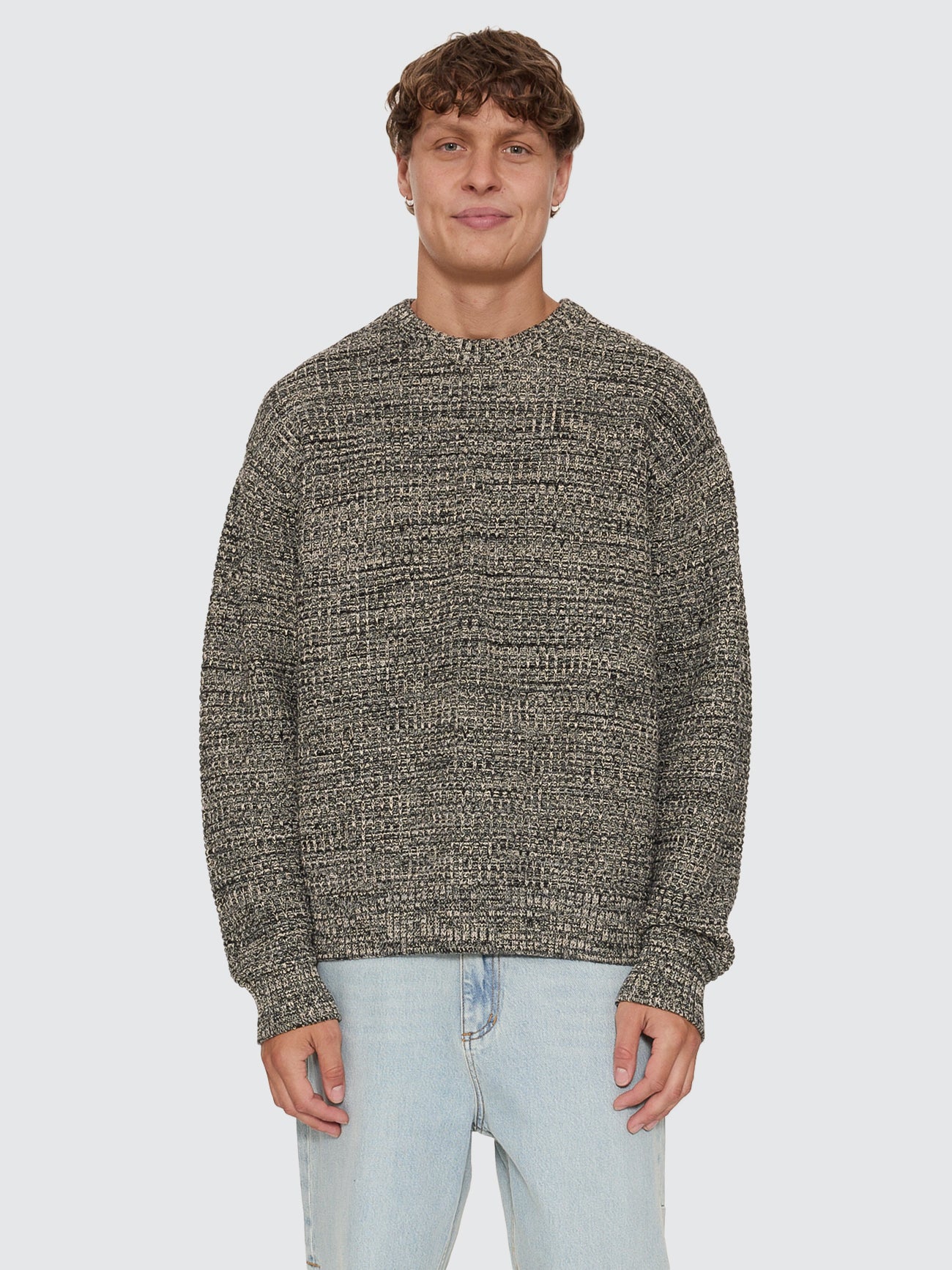 Thrills Co Thrills Union Box Crop Crew Knit - Carbon Marle in Carbon Marle