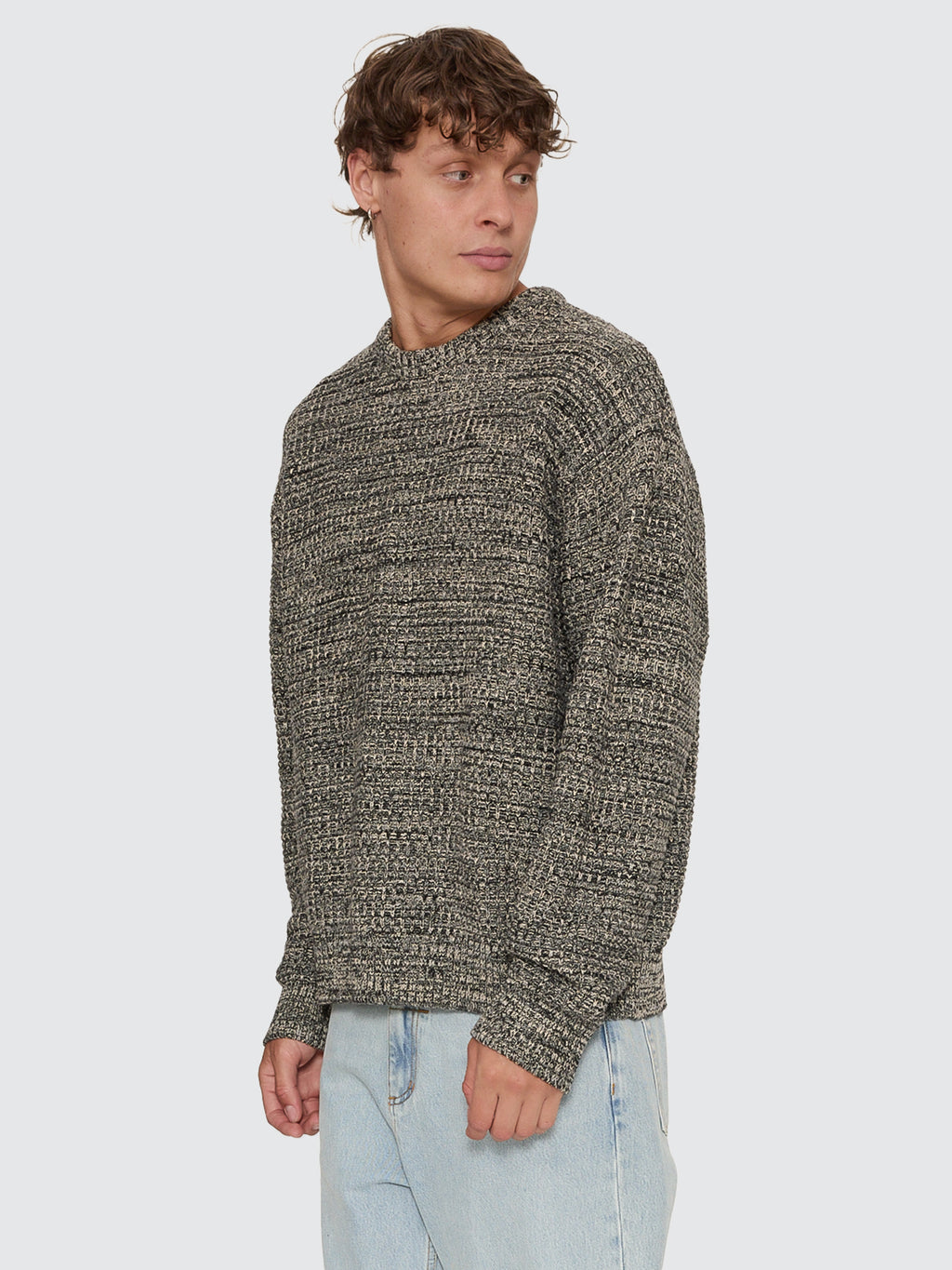 Thrills Co Thrills Union Box Crop Crew Knit - Carbon Marle in Carbon Marle