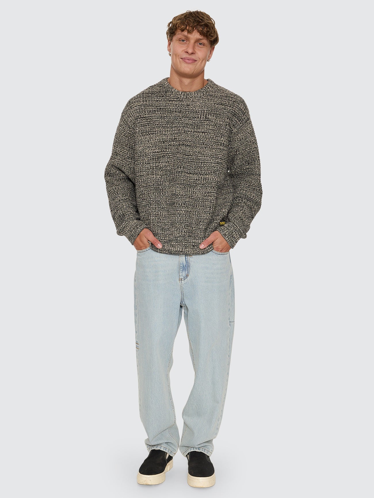 Thrills Co Thrills Union Box Crop Crew Knit - Carbon Marle in Carbon Marle