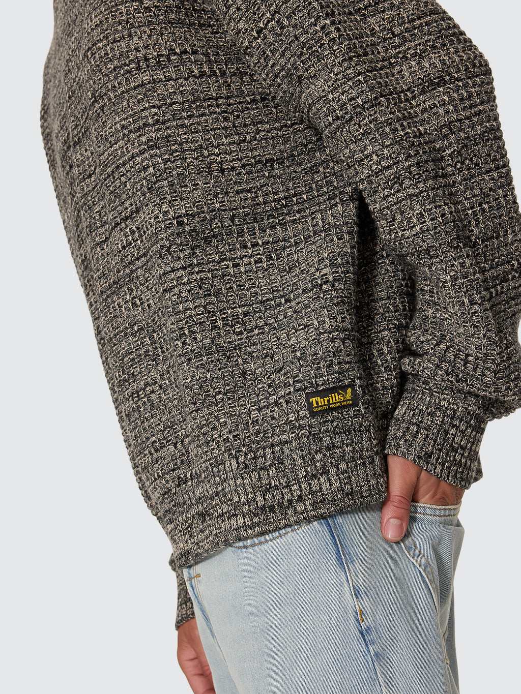 Thrills Co Thrills Union Box Crop Crew Knit - Carbon Marle in Carbon Marle
