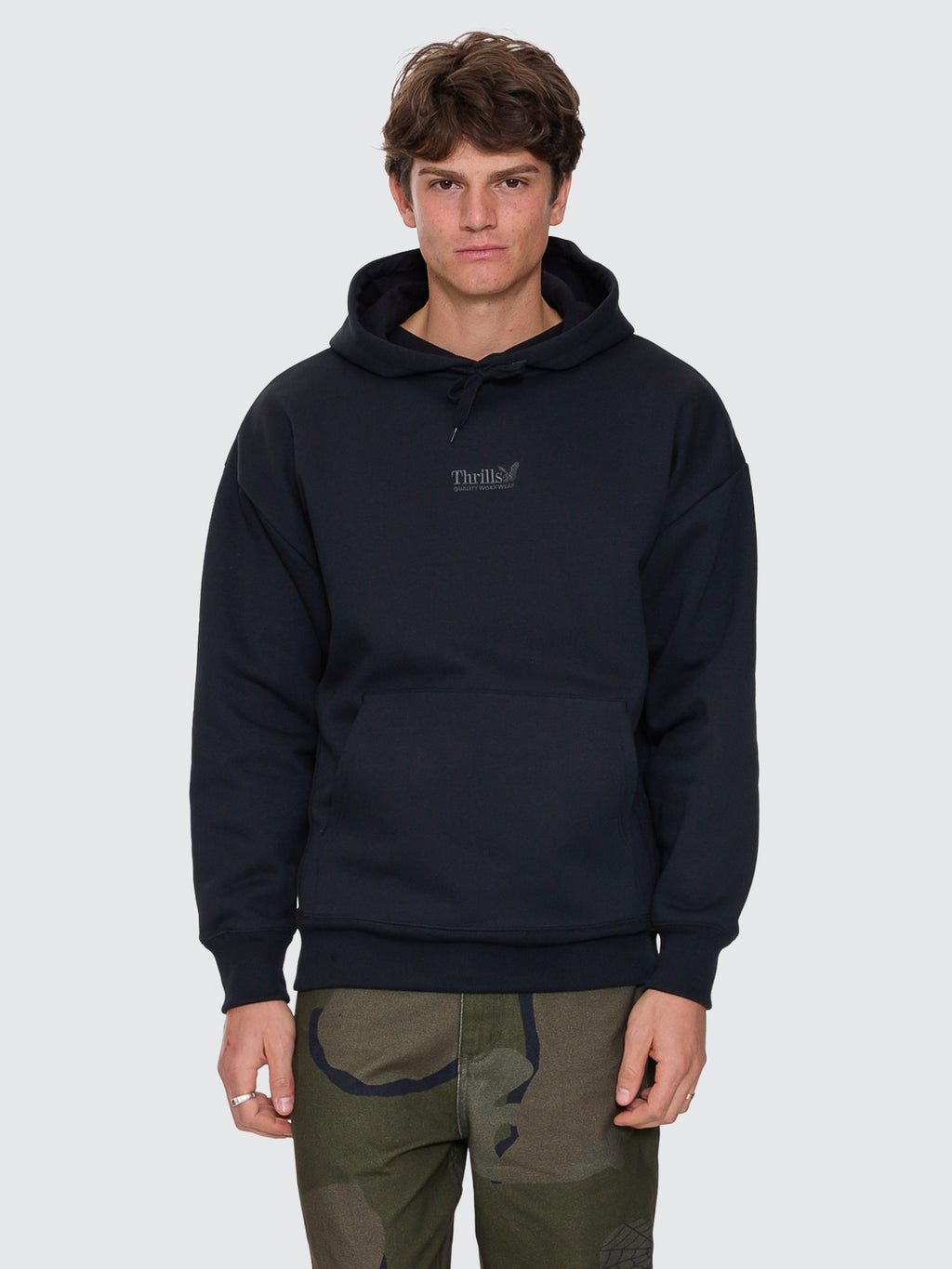 Thrills Co Thrills Union Slouch Pull On Hood - Pirate Black in Pirate Black