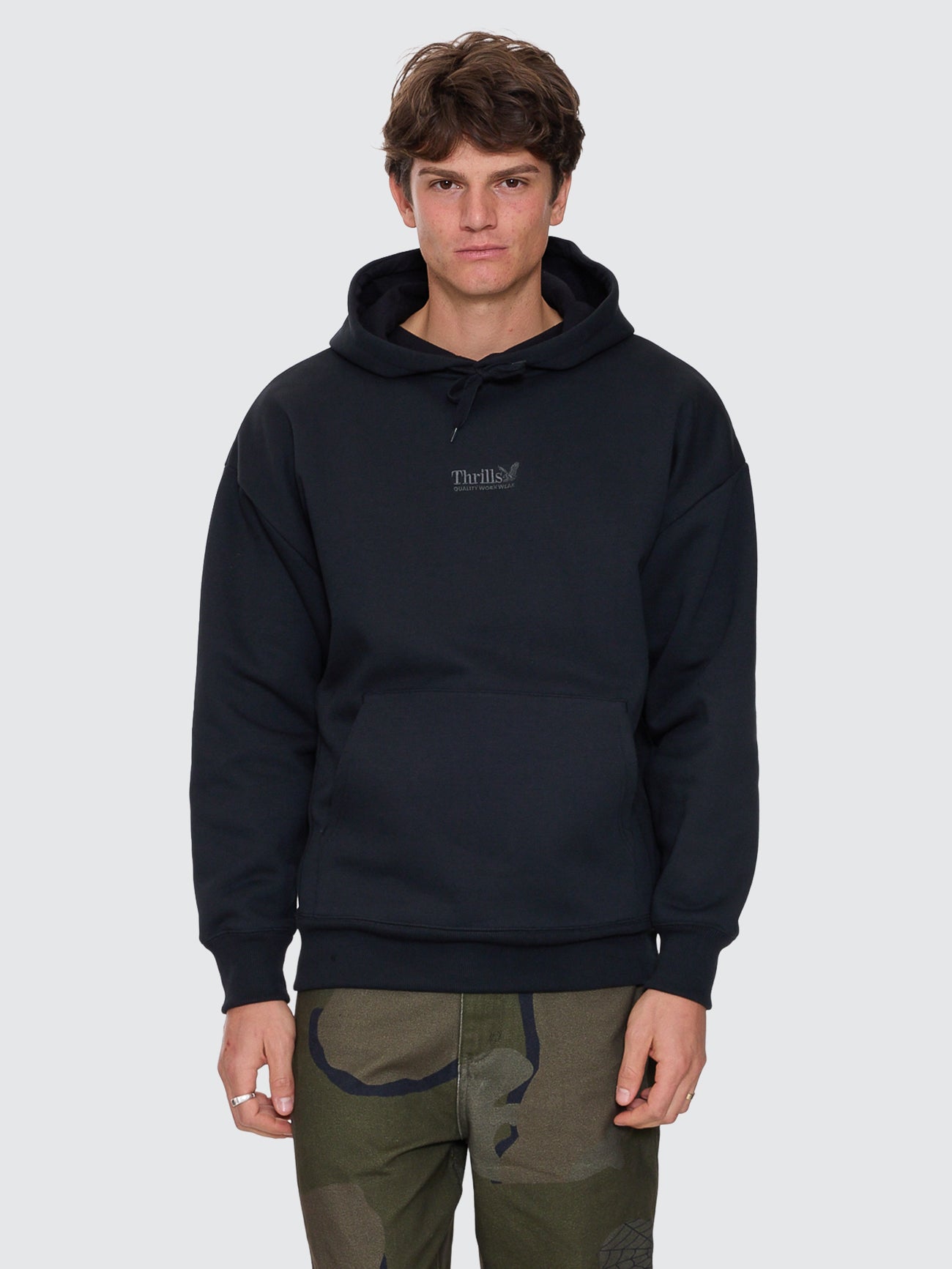 Thrills Co Thrills Union Slouch Pull On Hood - Pirate Black in Pirate Black