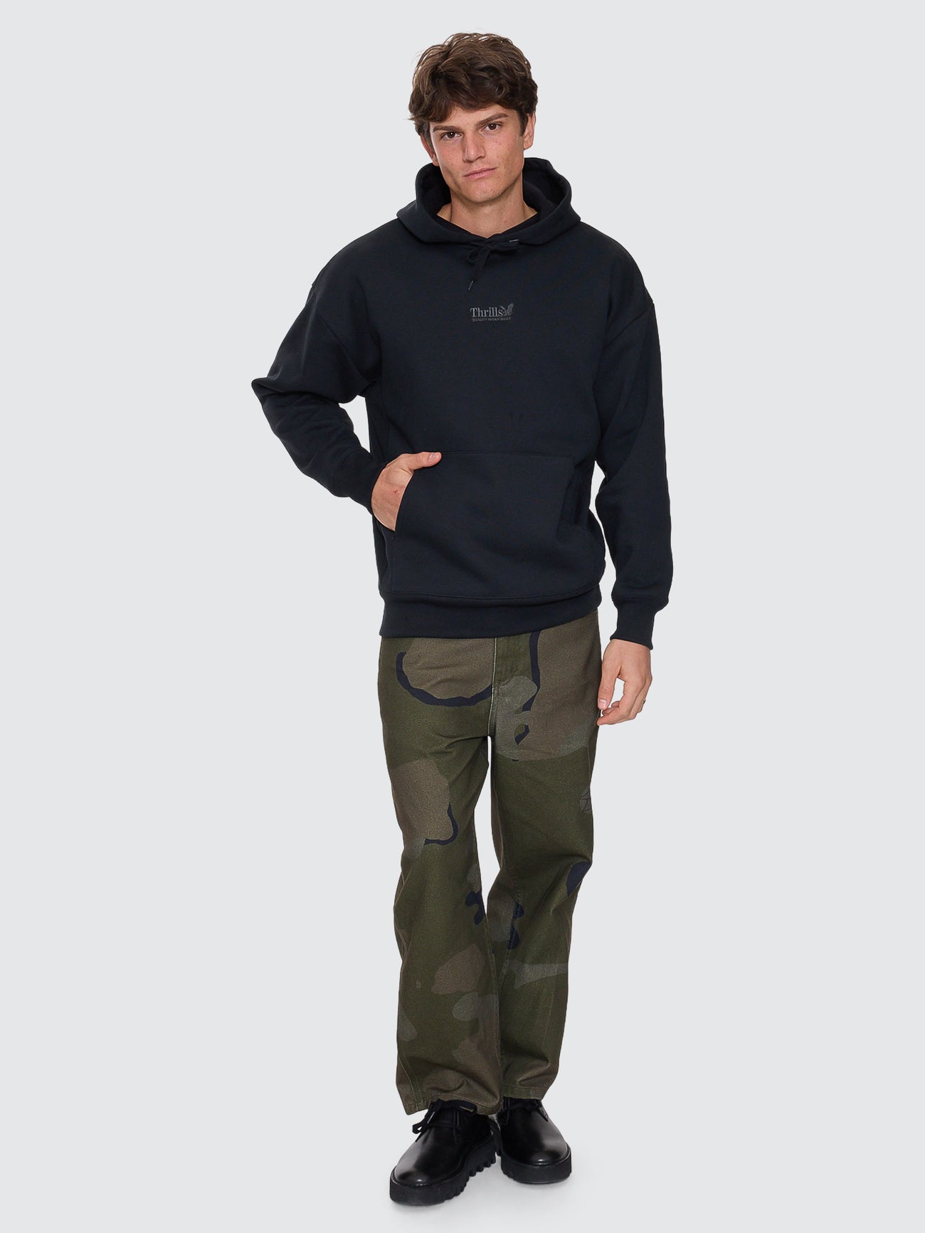 Thrills Co Thrills Union Slouch Pull On Hood - Pirate Black in Pirate Black