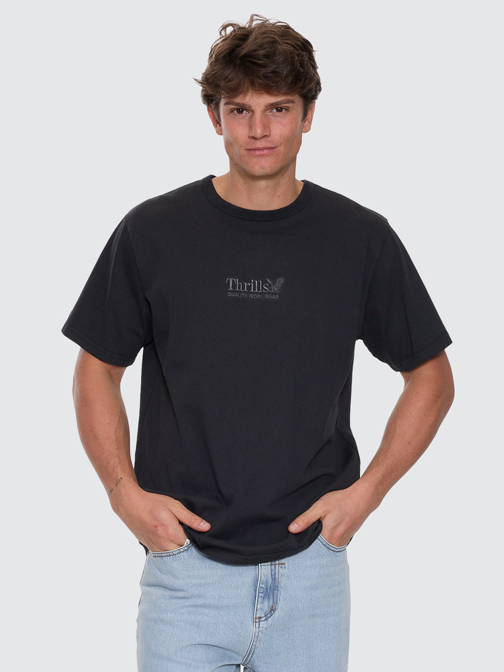 Thrills Co Thrills Workwear Embro Merch Fit Tee - Pirate Black in Pirate Black