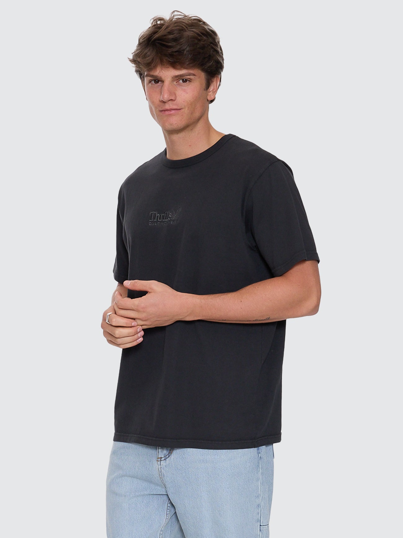 Thrills Co Thrills Workwear Embro Merch Fit Tee - Pirate Black in Pirate Black
