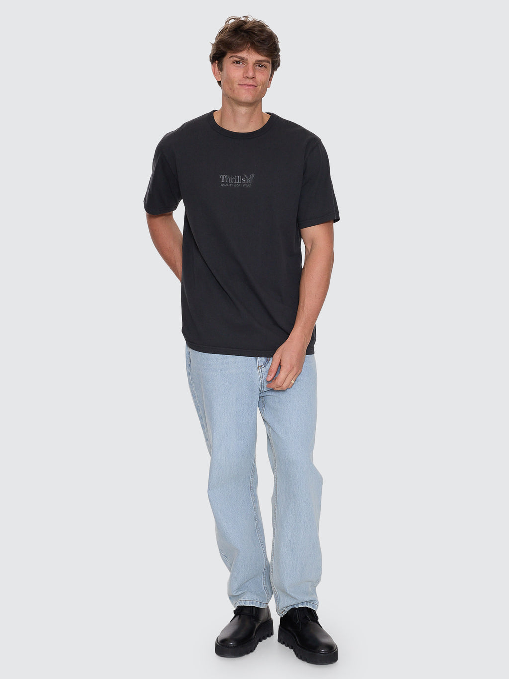 Thrills Co Thrills Workwear Embro Merch Fit Tee - Pirate Black in Pirate Black