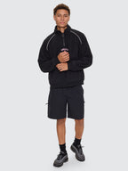 Thrills Co Tournament Of Roses Quarter Zip Polar Cropped Fleece - Washed Black in Washed Black