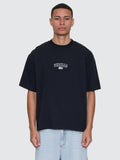 Thrills Co Victory Embro Box Fit Oversize Cropped Contrast Stitch Tee - Faded Black in Faded Black