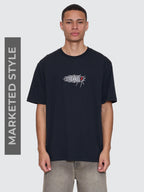 Thrills Co Web Of Deceit Oversize Fit Tee - Washed Black in Washed Black