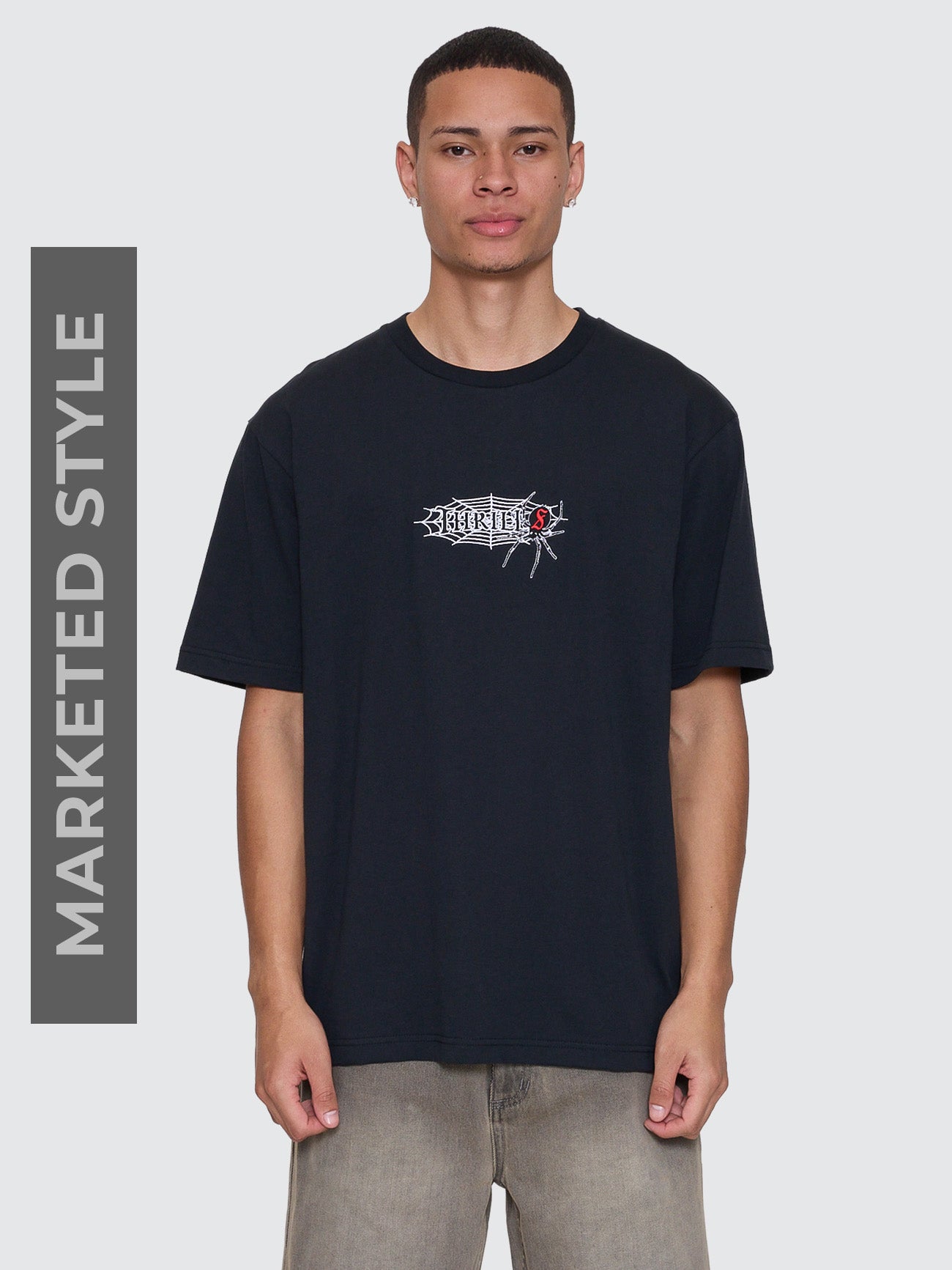 Thrills Co Web Of Deceit Oversize Fit Tee - Washed Black in Washed Black
